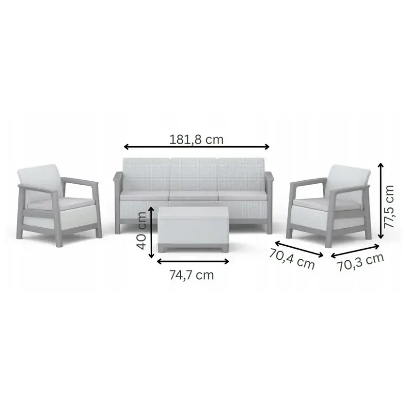 Dārza mēbeļu komplekts Scandi Linea 3 Seater Set gaiši pelēks/tumša tērauda pelēks
