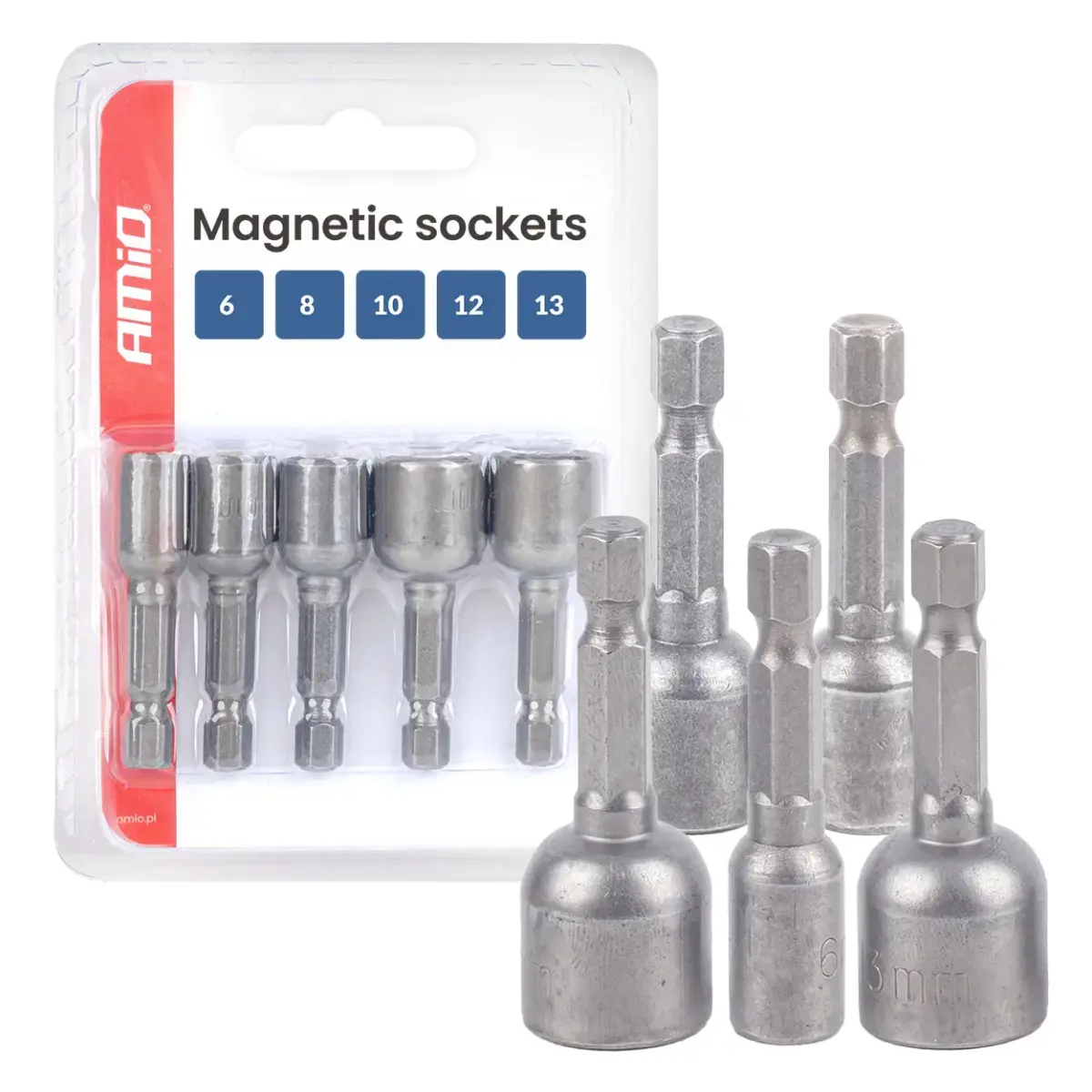 Amio Magnetic sockets 5pc. 6-8-10-12-13mm -04937