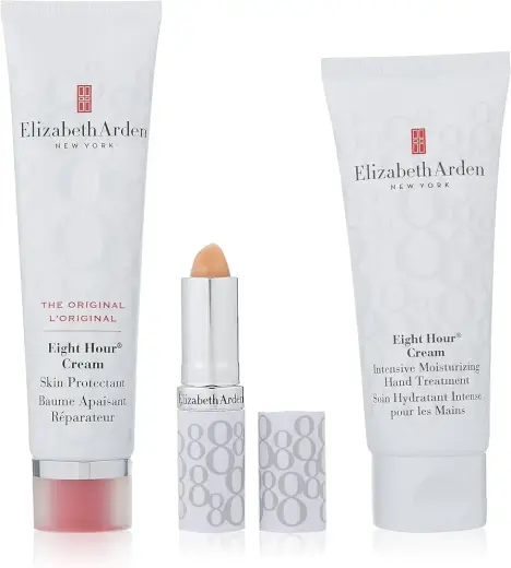 Set Elizabeth Arden: Eight Hour, Intense Moisture, Hand Cream, 30 ml + Eight Hour, Protective, Cream, For Face, 50 ml + Eight Hour, Lip Protectant Stick, Cream Lipstick, 3 g