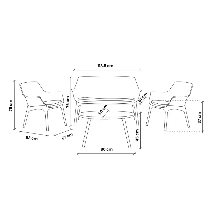 Dārza mēbeļu komplekts Luxor Lounge Set balts/pelēks
