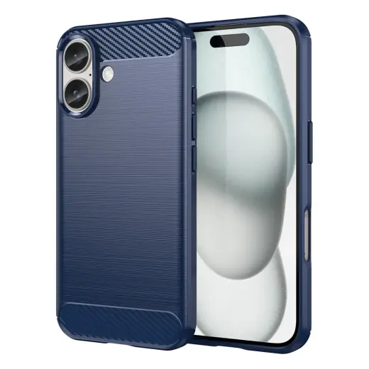 Carbon Case telefono dėklas iPhone 16 Plus mėlynas