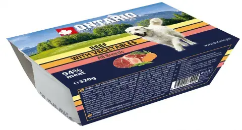 Konservi suņiem : Ontario Dog Alucup Beef with vegetable, 320g