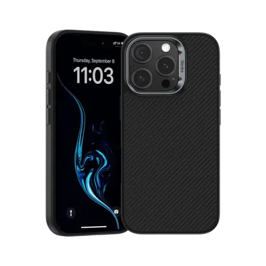 Benks Magnetic Armor Pro Kevlar Case Metal Frame 600D (A066) for Iphone 16 Pro Max black