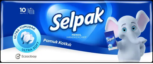 Handkerchiefs SELPAK Classic, 4-ply, white, 10 pcs/pack