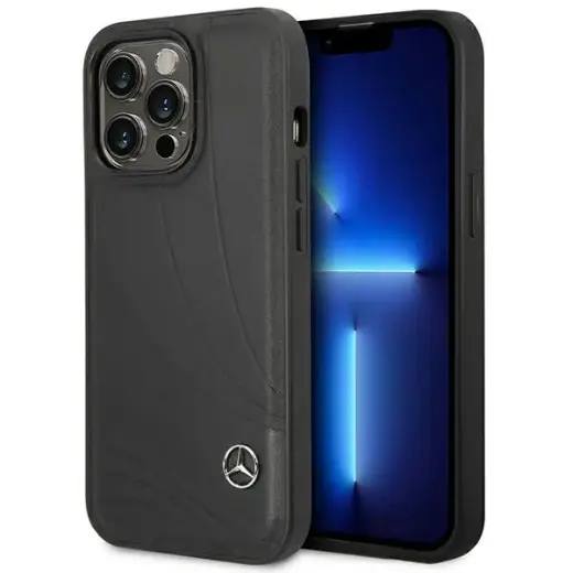 Mercedes MEHCP14X8ROLK iPhone 14 Pro Max 6,7" czarny|black hardcase Leather Wave Patern