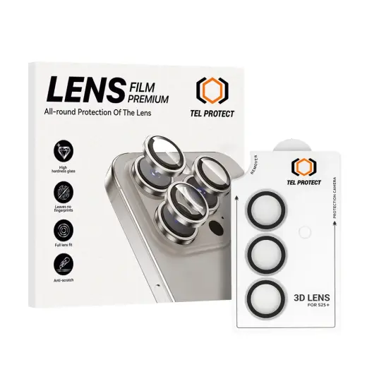 Tempered glass Tel Protect 3D Lens on camera for Samsung Galaxy S25 Plus transparent (lens 3 pieces)