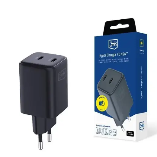 3mk Hyper Charger PD 45W QC4+ PPS 2C travel charger | 45W | PD, QC, PPS | USB-C | black