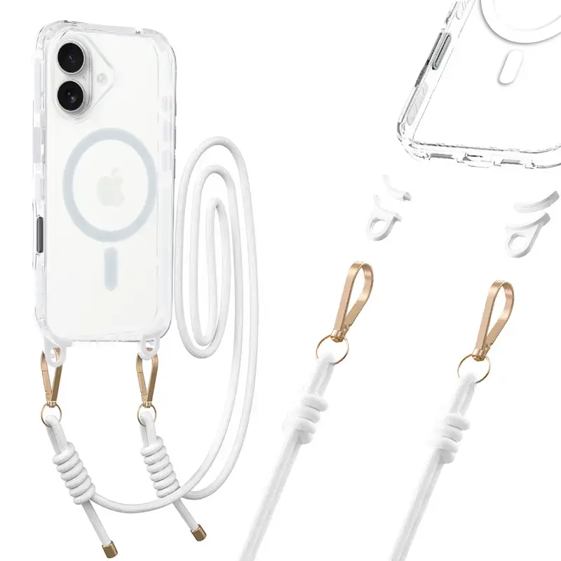 Tel Protect Strap Clear Case for Iphone 17 white