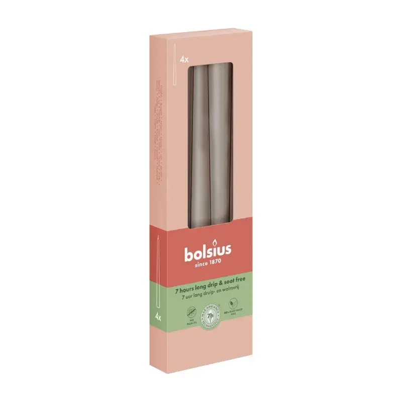 Table candles 4pcs. in a box 245/24mm gray-brown