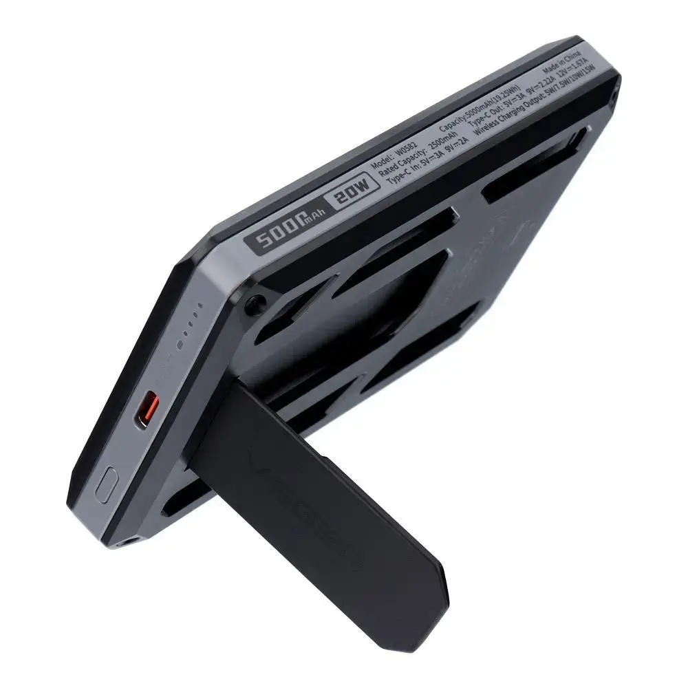 Veger Wallet Tracker W0582 MFi ārējais akumulators (powerbank) | 5 000 mAh | 20W | PD | USB-C, Lightning | melns