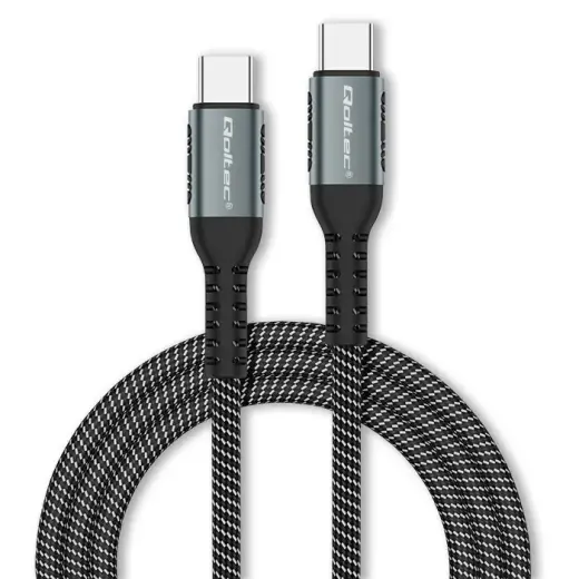 Qoltec datu pārraides un uzlādes vads | USB-C uz USB-C | 100W | 1m