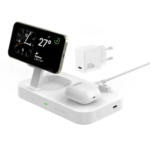 4smarts Trident 2w1 tīkla lādētājs | 30W | USB-C | balts