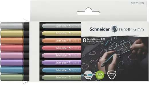 Laineri SCHNEIDER Paint - it, 8 metāliskas krāsas iepakojumā