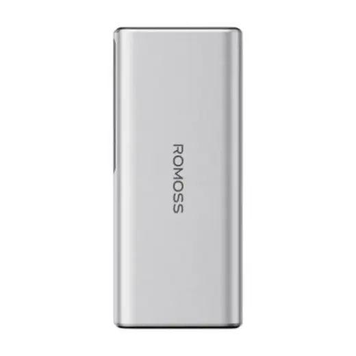 Romoss PPU10 ārējais akumulators (powerbank) | 10000 mAh | 130W | USB-C, USB-A | sudraba krāsā