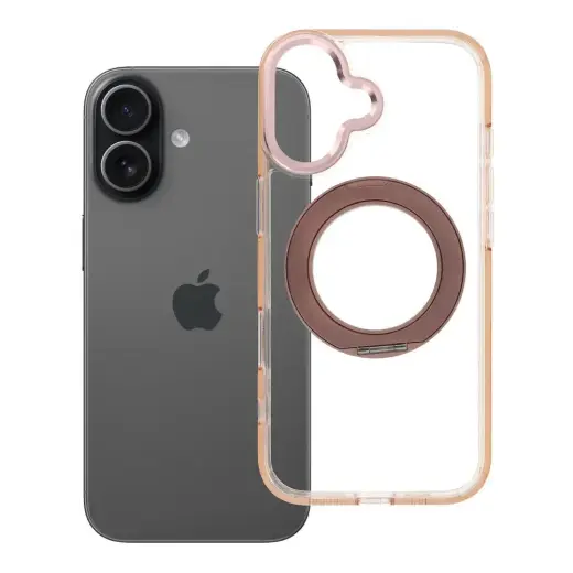 Case for iPhone 17 Frame Circle Stand compatible with MagSafe gold