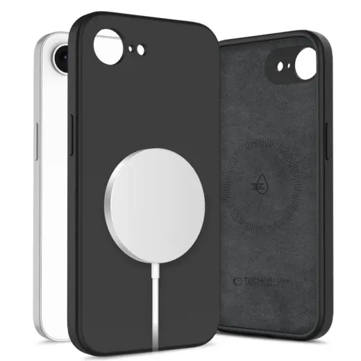 TECH-PROTECT Liquid Silicone phone case with MagSafe support for iPhone 16e black