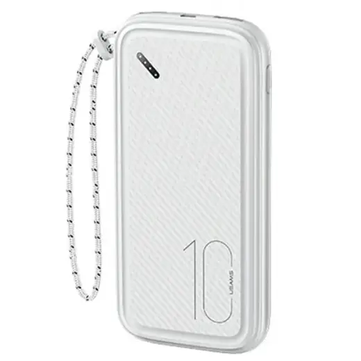 USAMS Ārējais akumulators (powerbank) PB56 10000mAh 2xUSB | USB-C | MicroUSB Ātrā uzlāde balts 10KCD15002 (US-CD150)