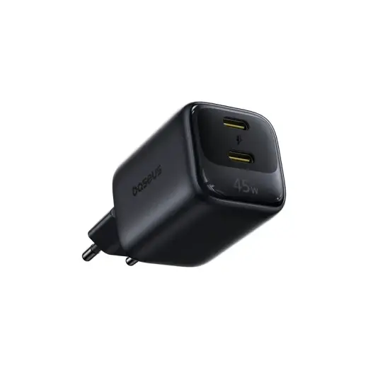 Wall Fast Charger EnerFill FE22 45W 2xUSB-C QC PD with USB-C Cable 1m, Black