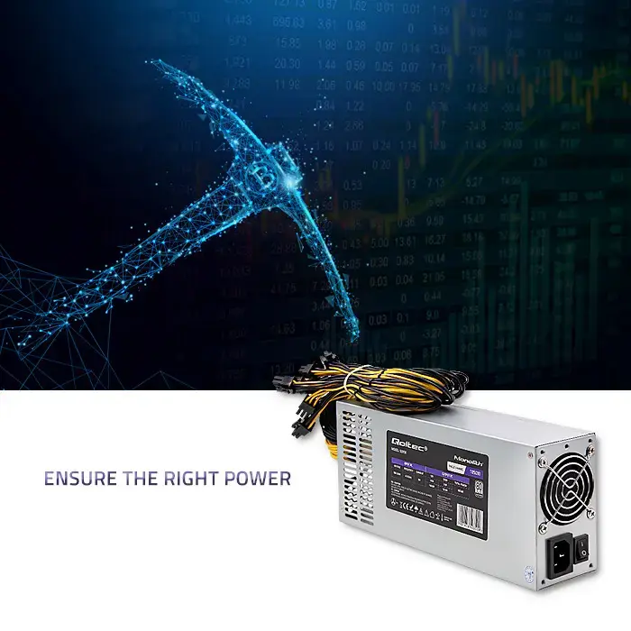 Qoltec POWER SUPPLY 1850W PCI-E| 80 Plus Platinum | Data mining
