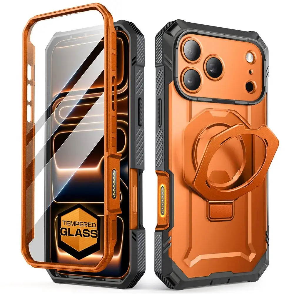 SUPCASE UB GRIP PRO phone case with MagSafe support and stand for Apple iPhone 17 Pro orange