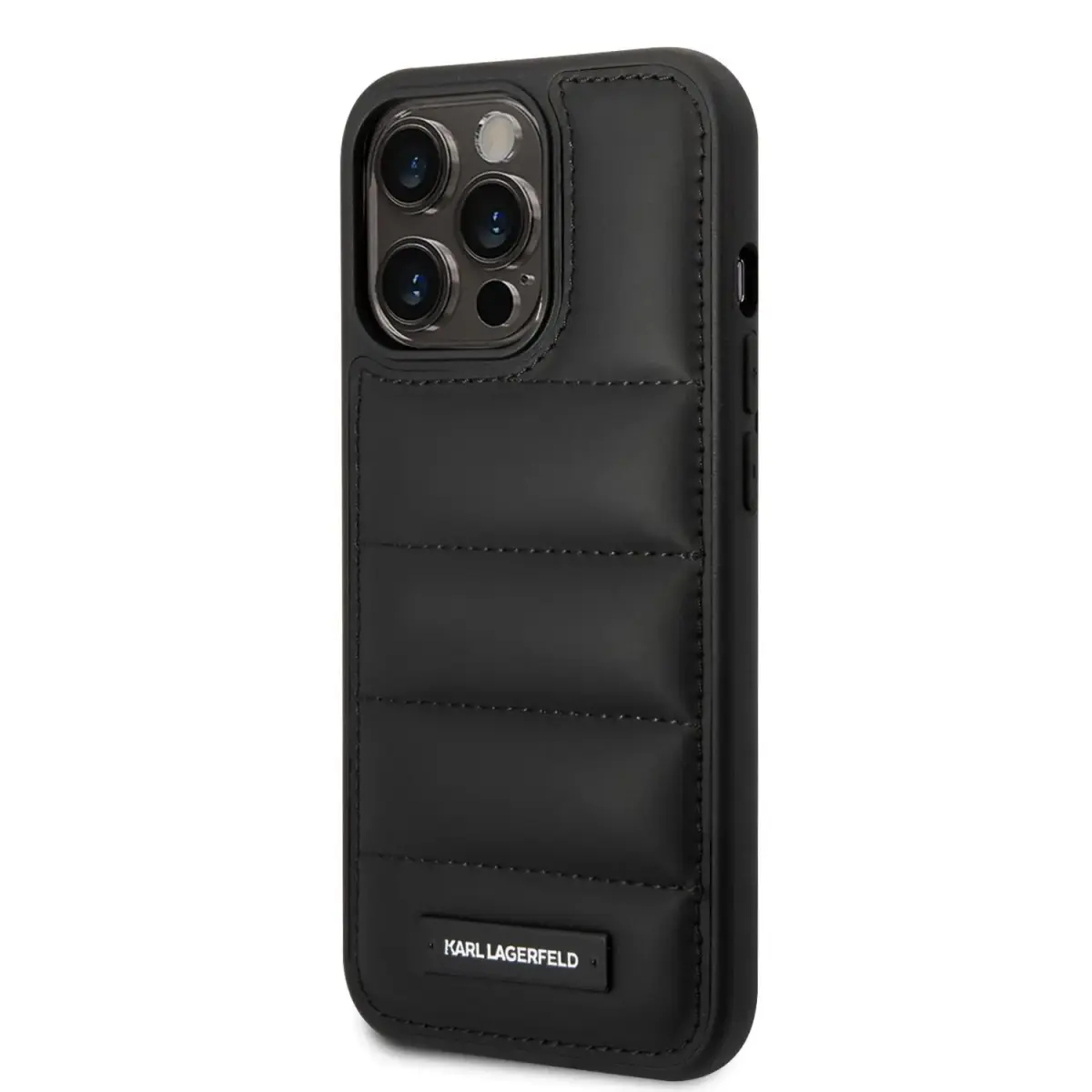 Karl Lagerfeld Quilted Puffy Metal Logo Case for iPhone 15 Pro Max Black