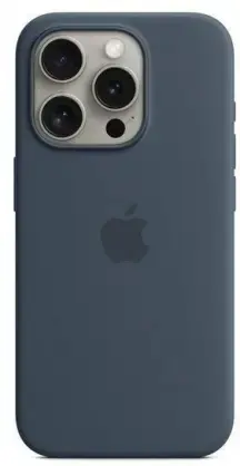 MT1P3ZM|A Apple Silicone Magsafe Cover for  iPhone 15 Pro Max Storm Blue