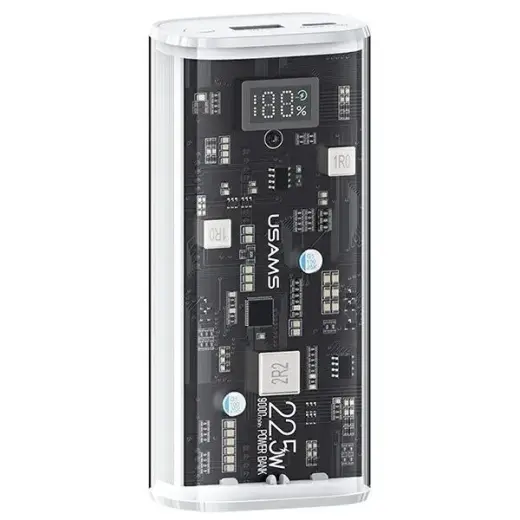 USAMS 10KCD18902 (US-CD189) ārējais akumulators (powerbank) | 9000 mAh | 20W | USB-C, USB-A | balts