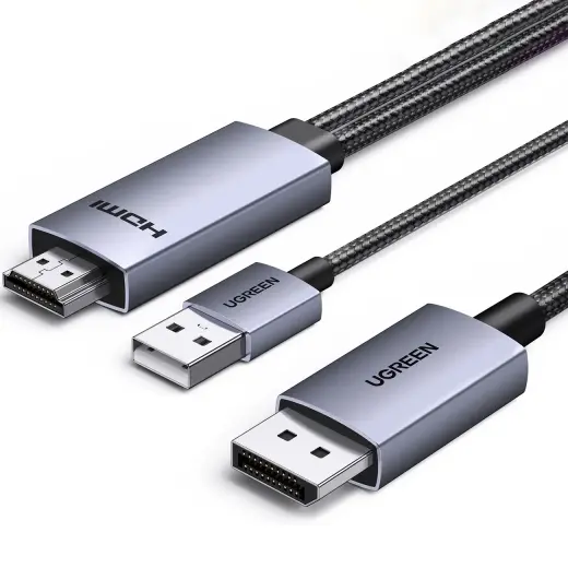 Ugreen HD169 HDMI to DisplayPort Directional Cable, 4K@60Hz, 2m - Gray