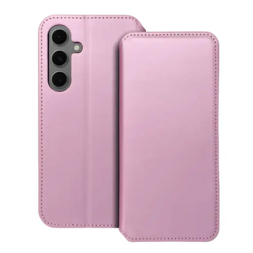 DUAL POCKET knyginio tipo telefono dėklas Samsung Galaxy S24 FE (S721) rožinis