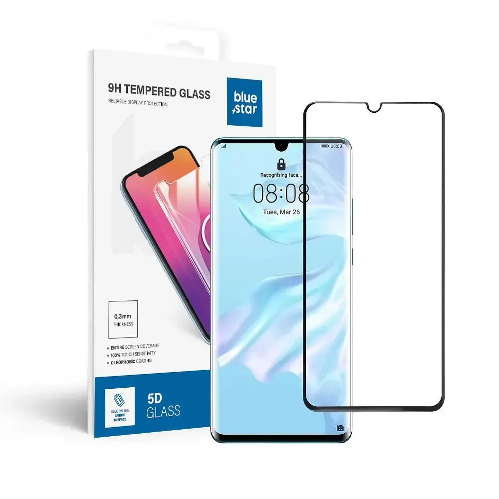 Tempered glass to Huawei P30 PRO (full glue / case friendly) Blue Star 5D black