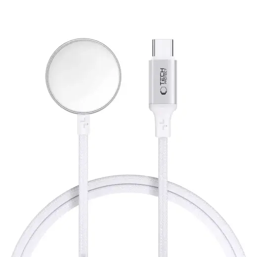 TECH-PROTECT MC02 ULTRABOOST MAGNETIC CHARGER TYPE-C CABLE 100CM APPLE WATCH WHITE