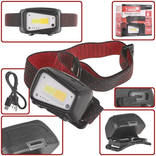 Liikumisanduriga pealamp, LED COB, 8W (5W+3W), 1800mAh, 520lm, IP44