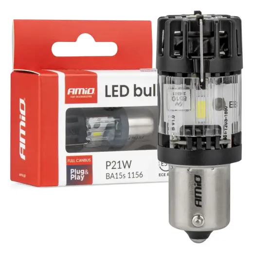 LED bulb LumiTec BA15S P21W 12V FULL CANBUS white 1 pc AMIO-04688