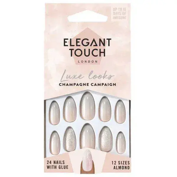Elegant Touch Luxe Looks Nails With Glue Oval Limited Ed Tip Top 24 U