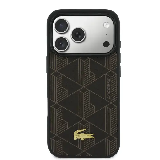 Lacoste PVC Blend telefono dėklas su MagSafe palaikymu iPhone 17 Pro rudas