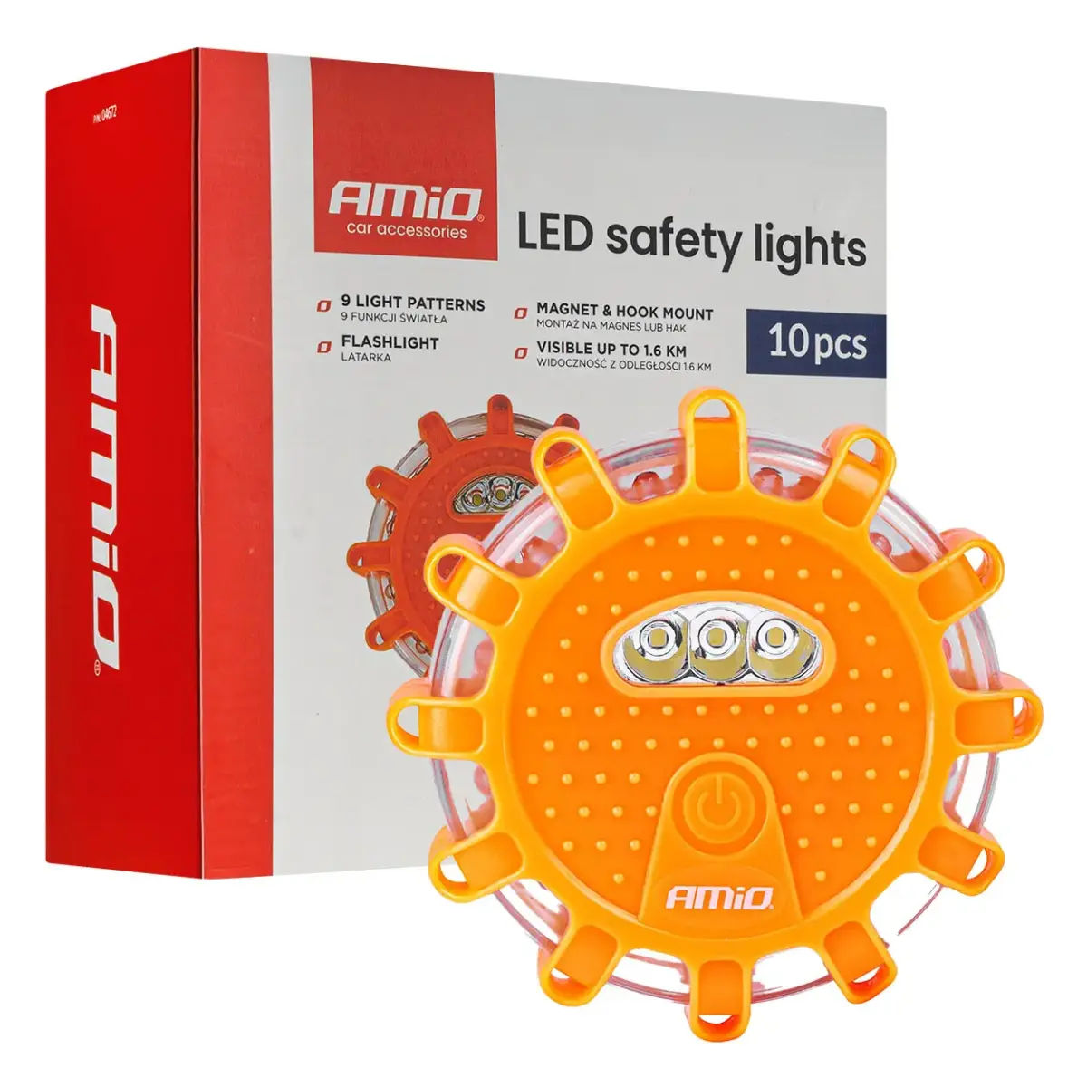 LED safety lights 12SMD+3SMD 10 pcs red AMIO-04672