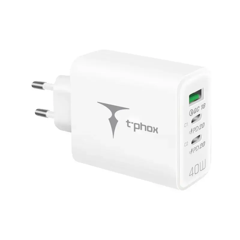 T-PHOX WALL CHARGER FLEXI  20W 2XUSB-C/USB WHITE