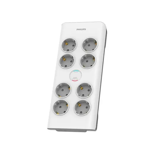 Anti-surge power strip PHILIPS extension cord 8 Schuko sockets 2m 16A black