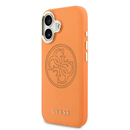 Guess PU Perforated 4G maciņš telefonam iPhone 17 oranžs