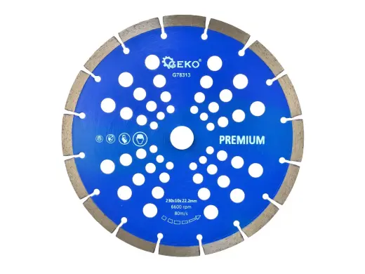 Segmenteeritud teemantketas aukudega 230x22,2mm, serva kõrgus 10mm, GEKO Premium laseriga