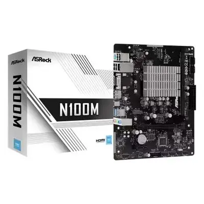 ASRock Mainboard N100M - micro ATX - NA (integrated CPU) - Intel UHD Graphics