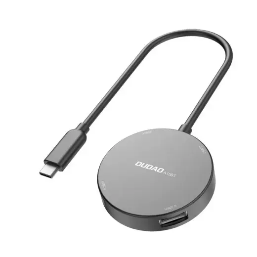 Dudao 4in1 USB Type C - 1x USB 3.2 Gen 1 | 3x USB 2.0 HUB adapter splitter + cable black (A15BT)