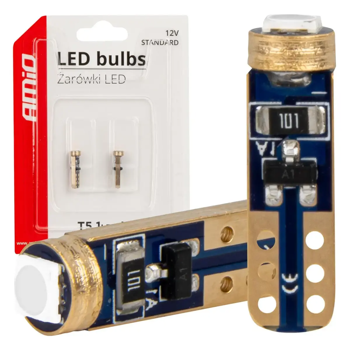 LED BUBLS STANDARD Green T5 12V 3030 1LED HP AMIO-03729