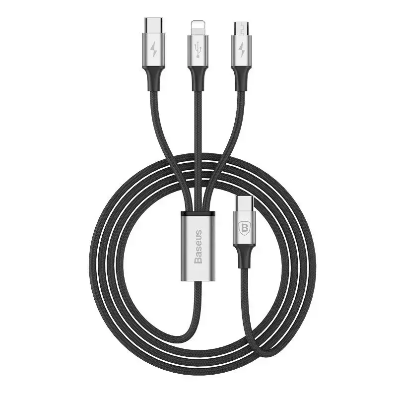 Baseus Rapid USB-C cable 3in1 Type C | Lightning | Micro 3A 1,2M - Black