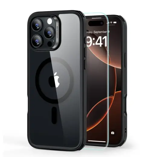 ESR Classic Hybrid HaloLock MagSafe ekrāna aizsargstikls priekš iPhone 16 Pro Max Clear|Black