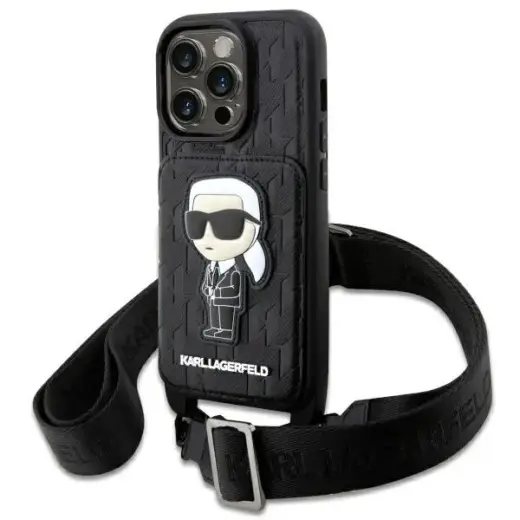Karl Lagerfeld KLHCP14XCSAKHPKK iPhone 14 Pro Max 6.7" hardcase czarny|black Crossbody Saffiano Monogram Ikonik