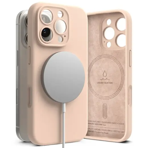 RINGKE СИЛИКОНОВЫЙ МАГНИТНЫЙ MAGSAFE IPHONE 16 PRO РОЗОВЫЙ ПЕСОК