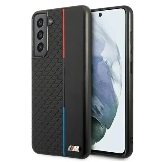 BMW PU Triangles Tricolor Line Case for Samsung Galaxy S21 FE 5G Black