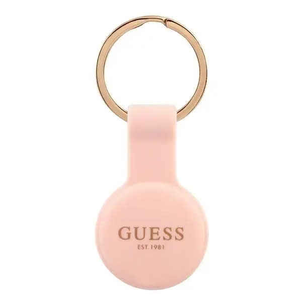 GUATSGEP Guess Liquid Silicone Classic Logo AirTag Case Pink