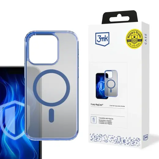 3mk Frosty MagCase phone case with MagSafe support for iPhone 14 Pro blue